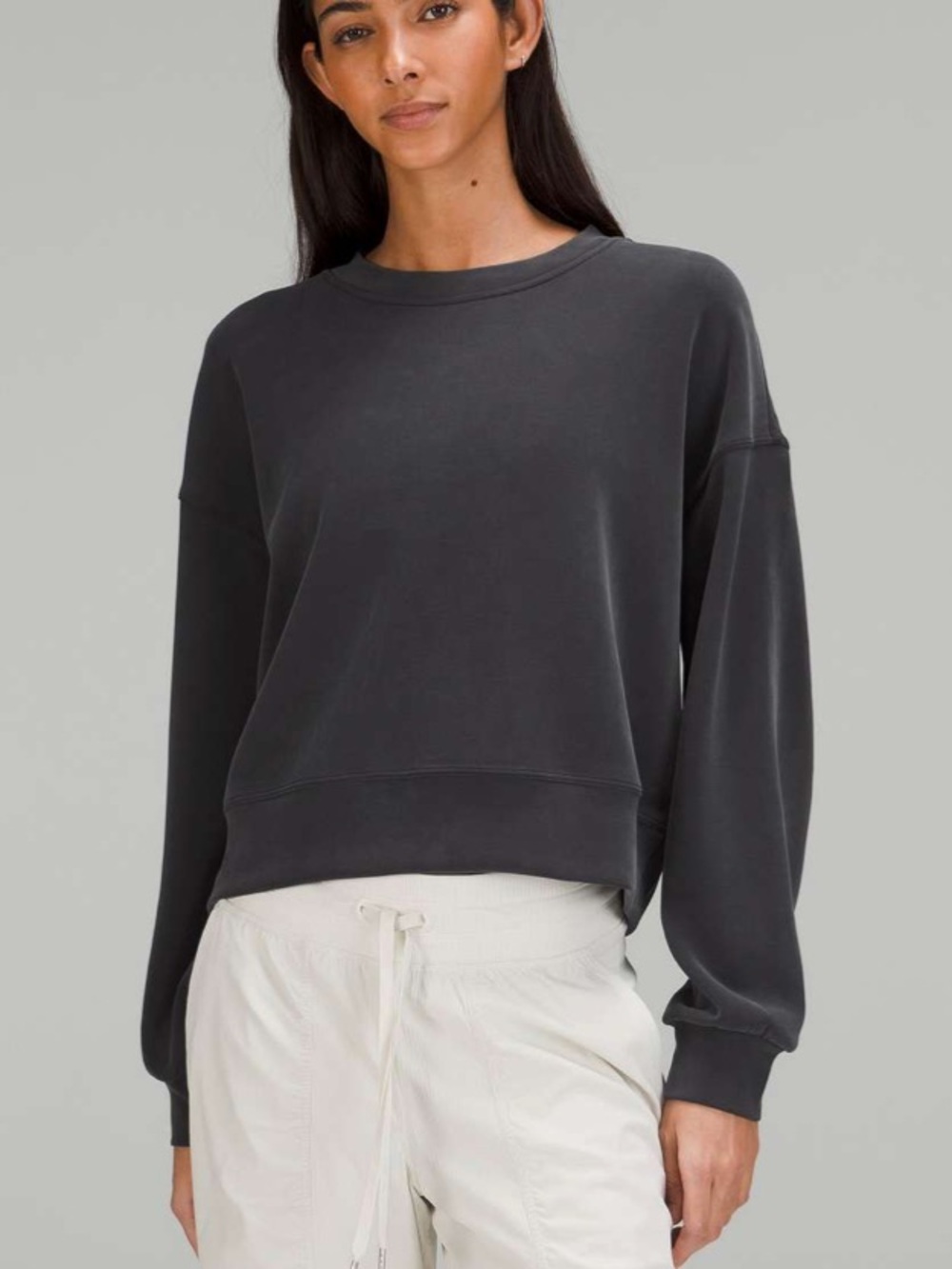 Lululemon Perfectly Oversized Cropped Crew *Softstreme Black size 4